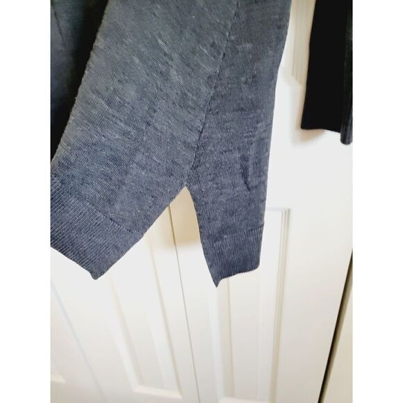 Ann Taylor Loft PM Gray Cardigan Open Front Side Slits Sife Angle Wool Blend - Picture 7 of 7